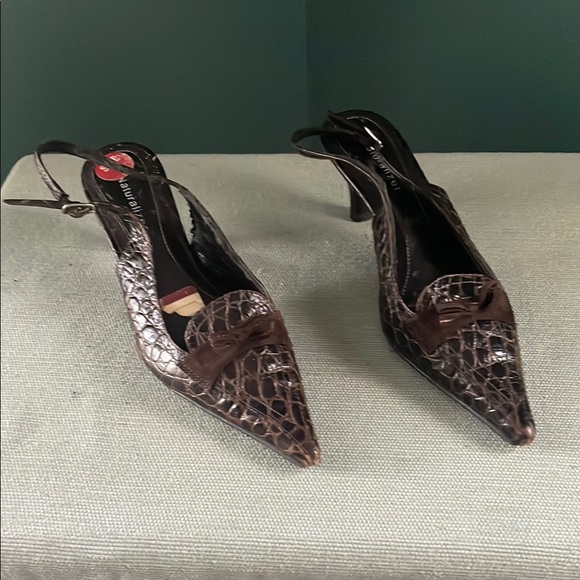Naturalizer Shoes - Naturalizer Brown Crocodile Embossed Heels  vintage